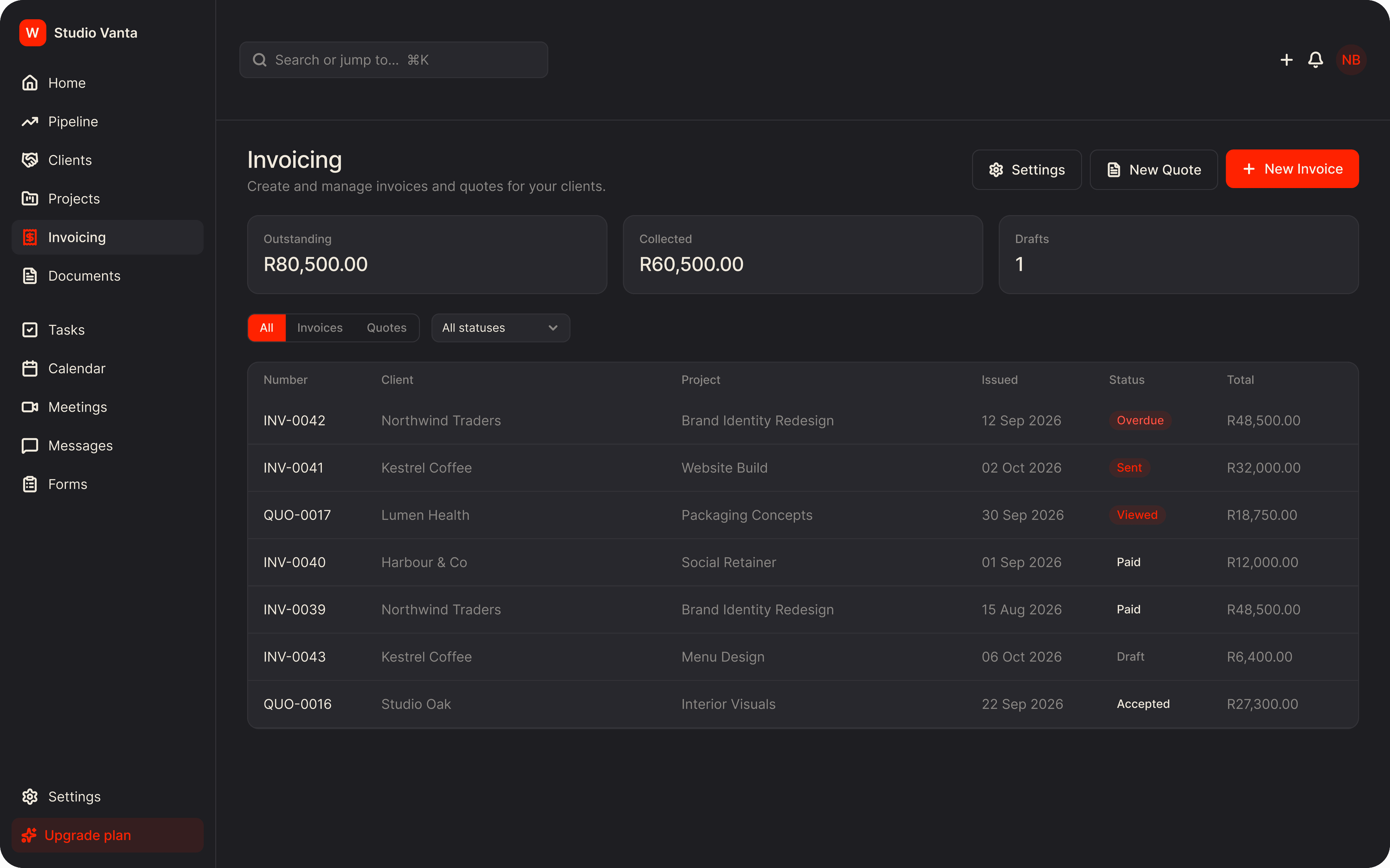 An invoice with installment payments